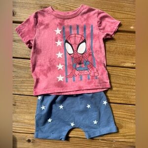 Infant baby toddler 18M Marvel Blue matching outfit t shirt and shorts